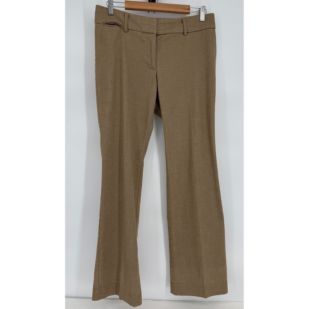 Loft Outlet Womens Tan Brown Herringbone Dress Trouser Pants Straight Leg Sz 6
